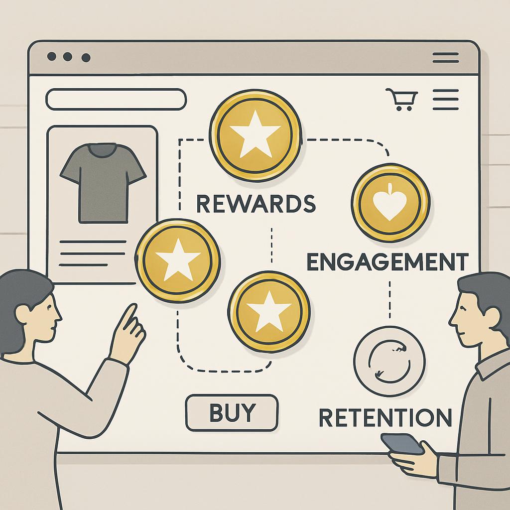 Online shopping with rewards, engagement, and retention.